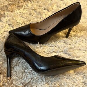 Holographic black heels from shein, they are size 7 and are pretty comfortable!